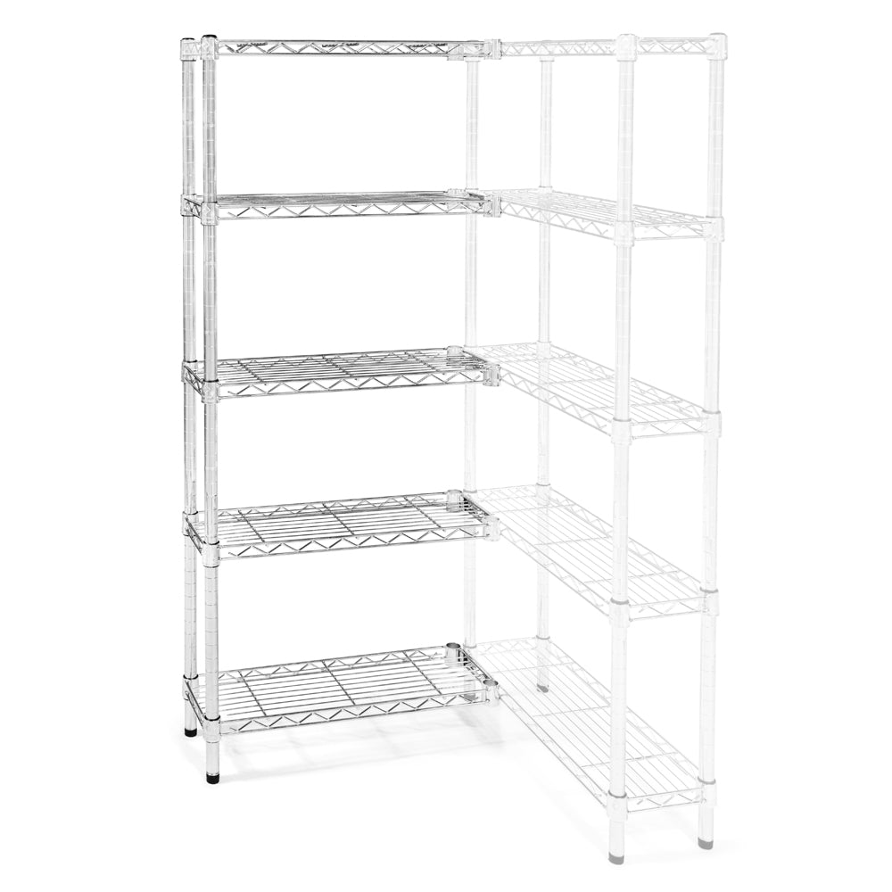 Chrome Wire Shelving Add-On with 5 Shelves - 8"d x 12"w x 64"h (AOWS081264-5S)