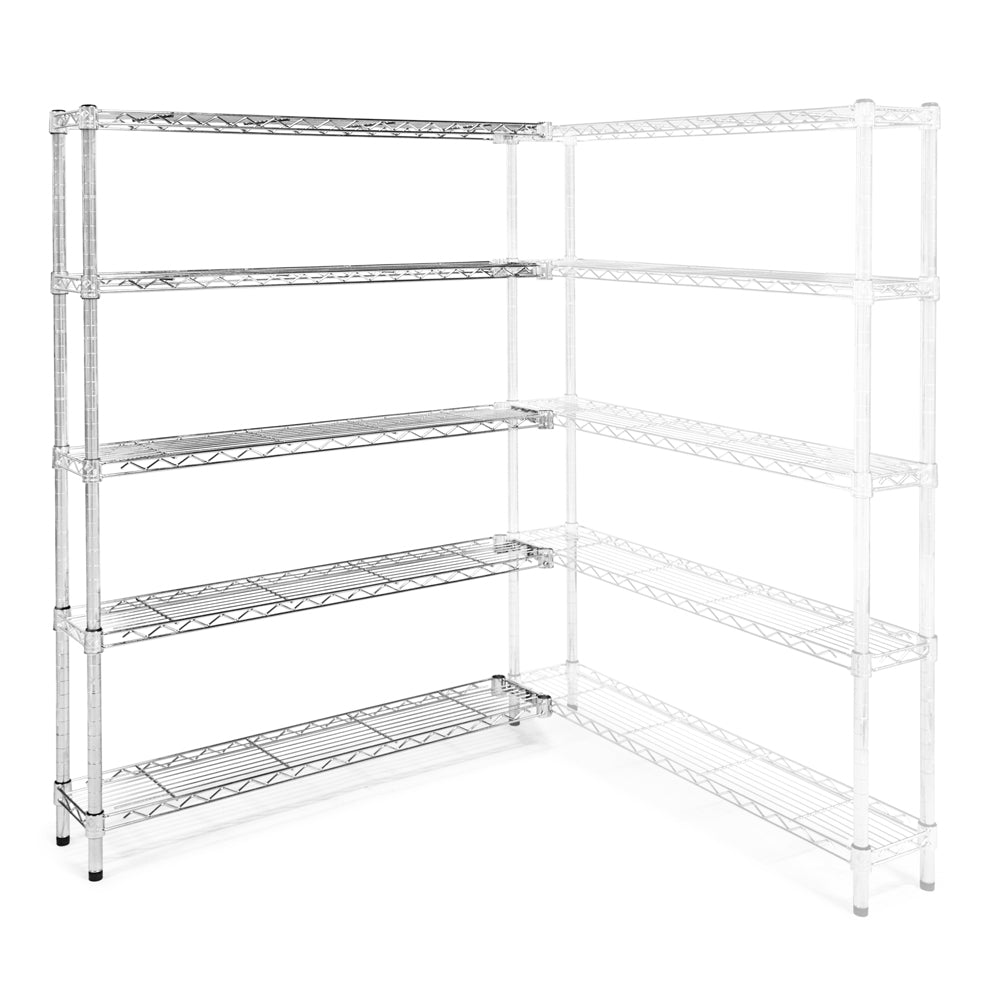 Chrome Wire Shelving Add-On with 5 Shelves - 8"d x 30"w x 64"h (AOWS083064-5S)