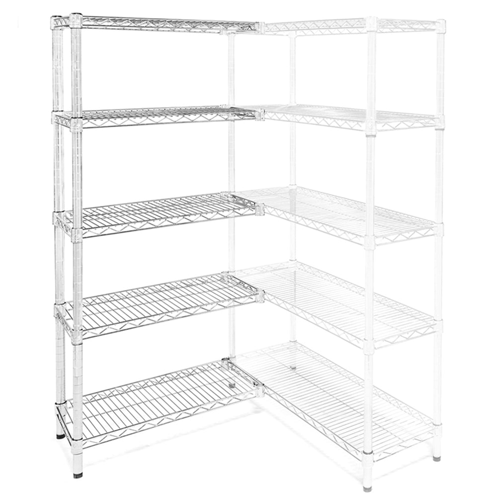 Chrome Wire Shelving Add-On with 5 Shelves - 10"d x 24"w x 84"h (AOWS102484-5S)