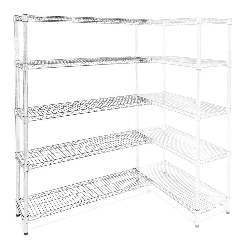 Chrome Wire Shelving Add-On with 4 Shelves - 10"d x 42"w x 72"h (AOWS104272-5S)