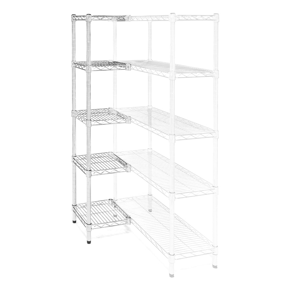 Chrome Wire Shelving Add-On with 5 Shelves - 12"d x 12"w x 64"h (AOWS121264-5S)