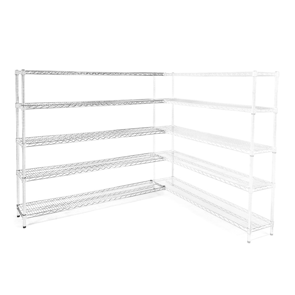 Chrome Wire Shelving Add-On with 5 Shelves - 12"d x 54"w x 72"h (AOWS125472-5S)