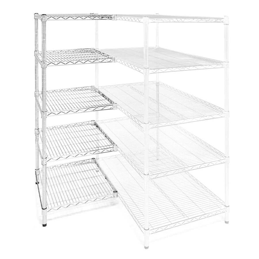 Chrome Wire Shelving Add-On with 5 Shelves - 21"d x 21"w x 54"h (AOWS212154-5S)