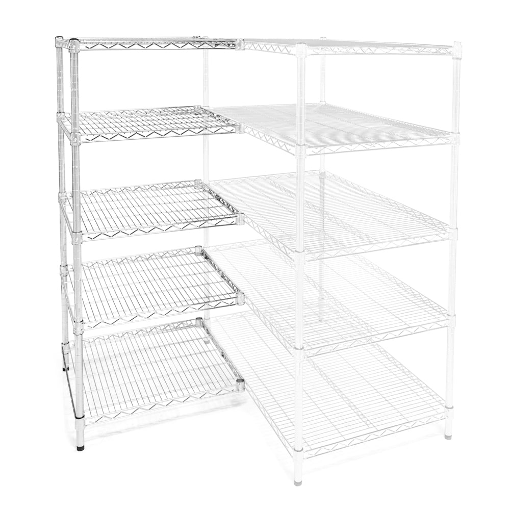 Chrome Wire Shelving Add-On with 5 Shelves - 21"d x 30"w x 72"h (AOWS213072-5S)