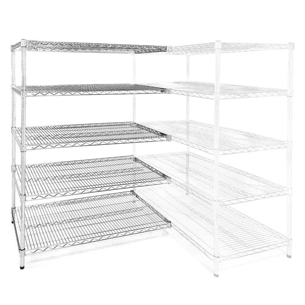 Chrome Wire Shelving Add-On with 5 Shelves - 21"d x 42"w x 72"h (AOWS214272-5S)