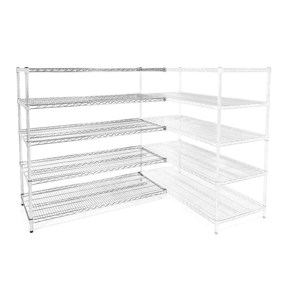 Chrome Wire Shelving Add-On with 5 Shelves - 21"d x 60"w x 72"h (AOWS216072-5S)