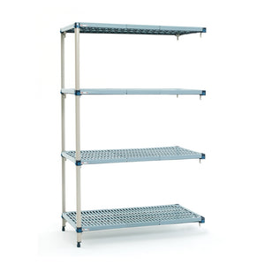 18"d x 63"h MetroMax Q Antimicrobial 4-Shelf Add-On Units w/ Grid Mats