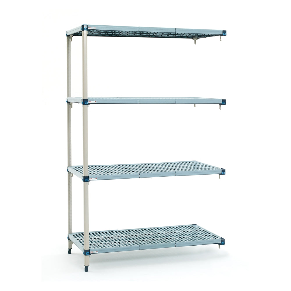 21"d x 63"h MetroMax Q Antimicrobial 4-Shelf Add-On Units w/ Grid Mats