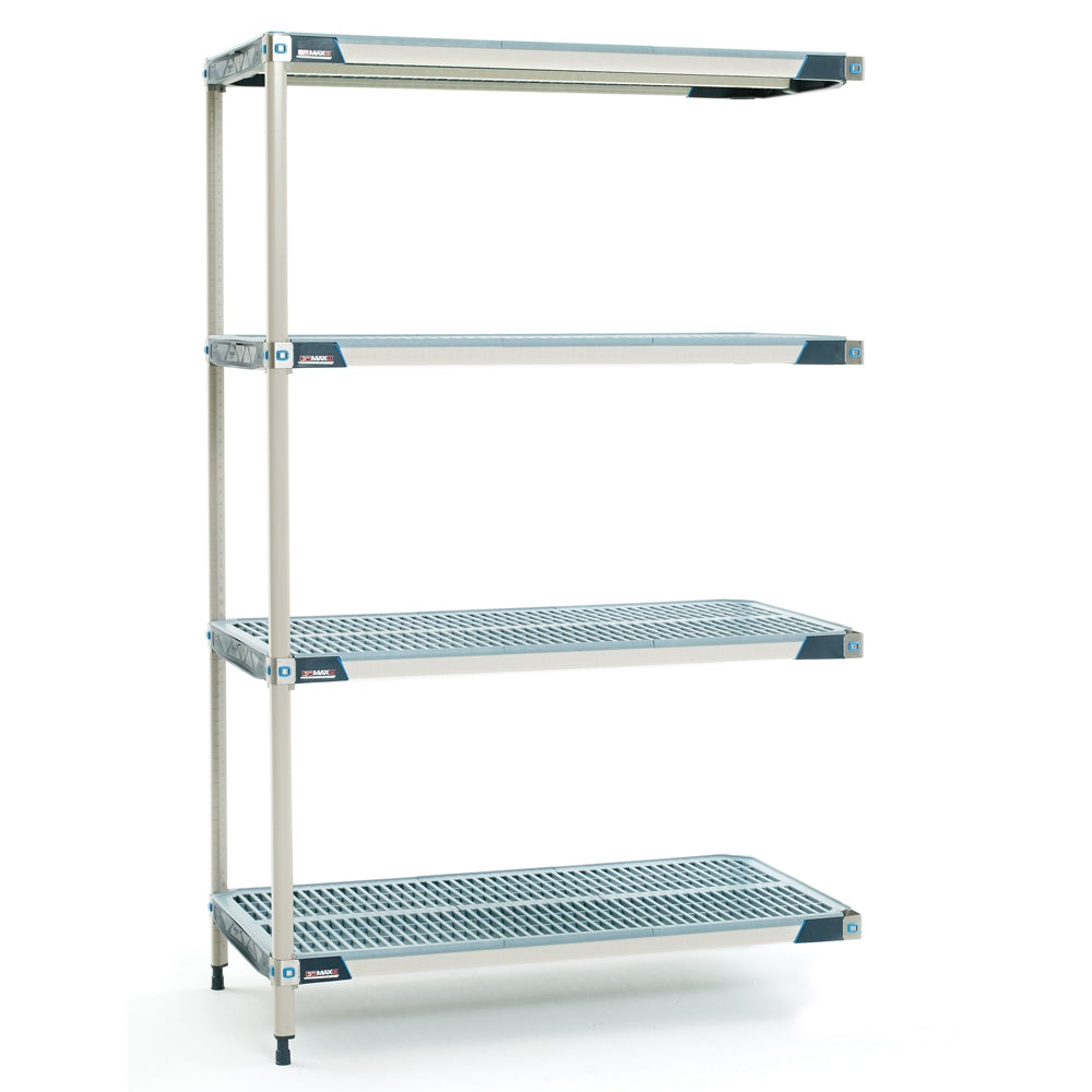 18"d x 63"h MetroMax i Antimicrobial 4-Shelf Add-On Units w/ Grid Mats