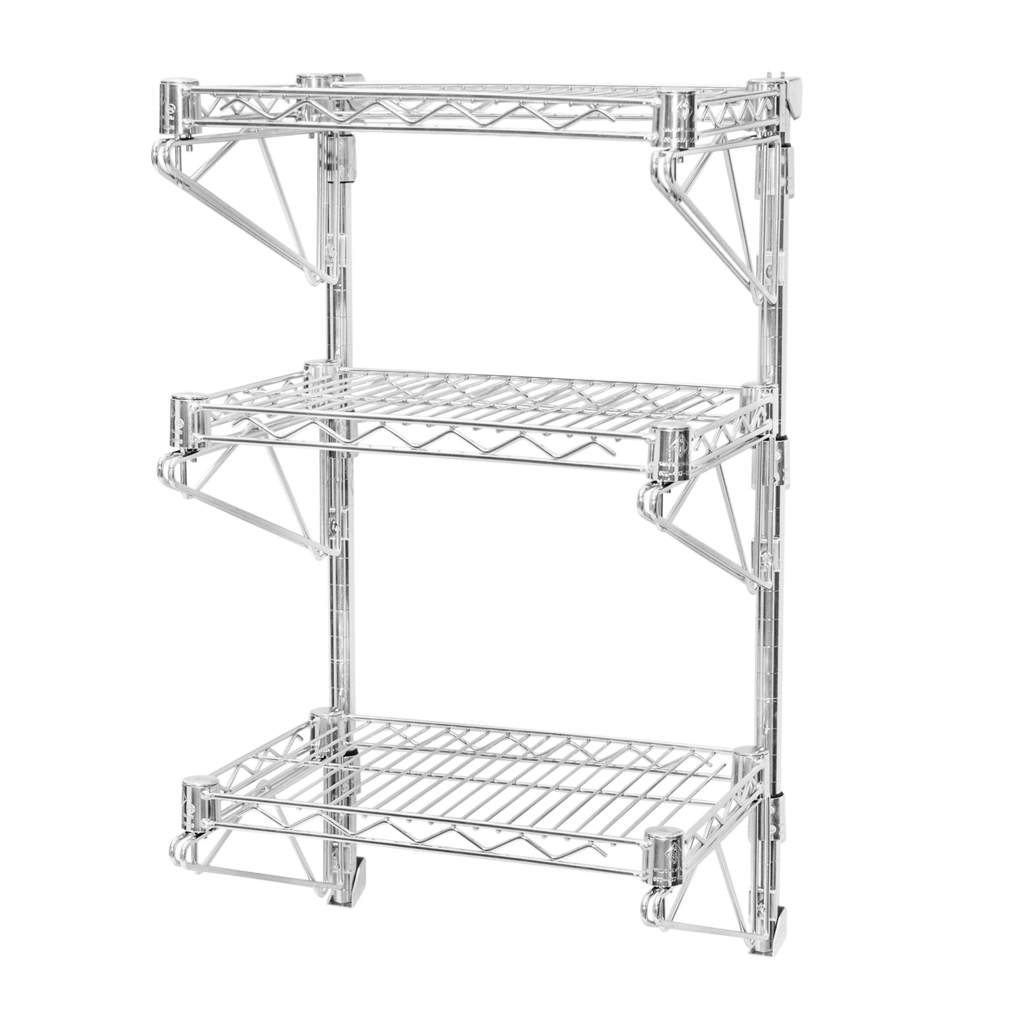 24"d Wall-Mounted Wire Shelving w/ 3 Shelves