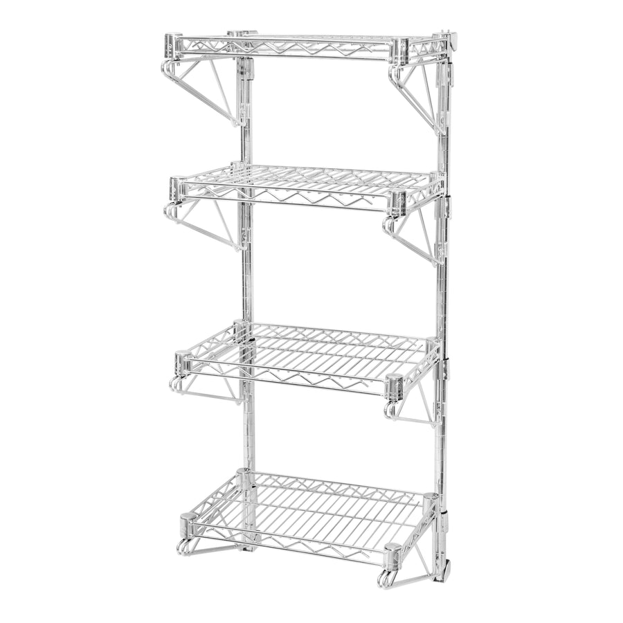 14"d Wall-Mounted Wire Shelving w/ 4 Shelves