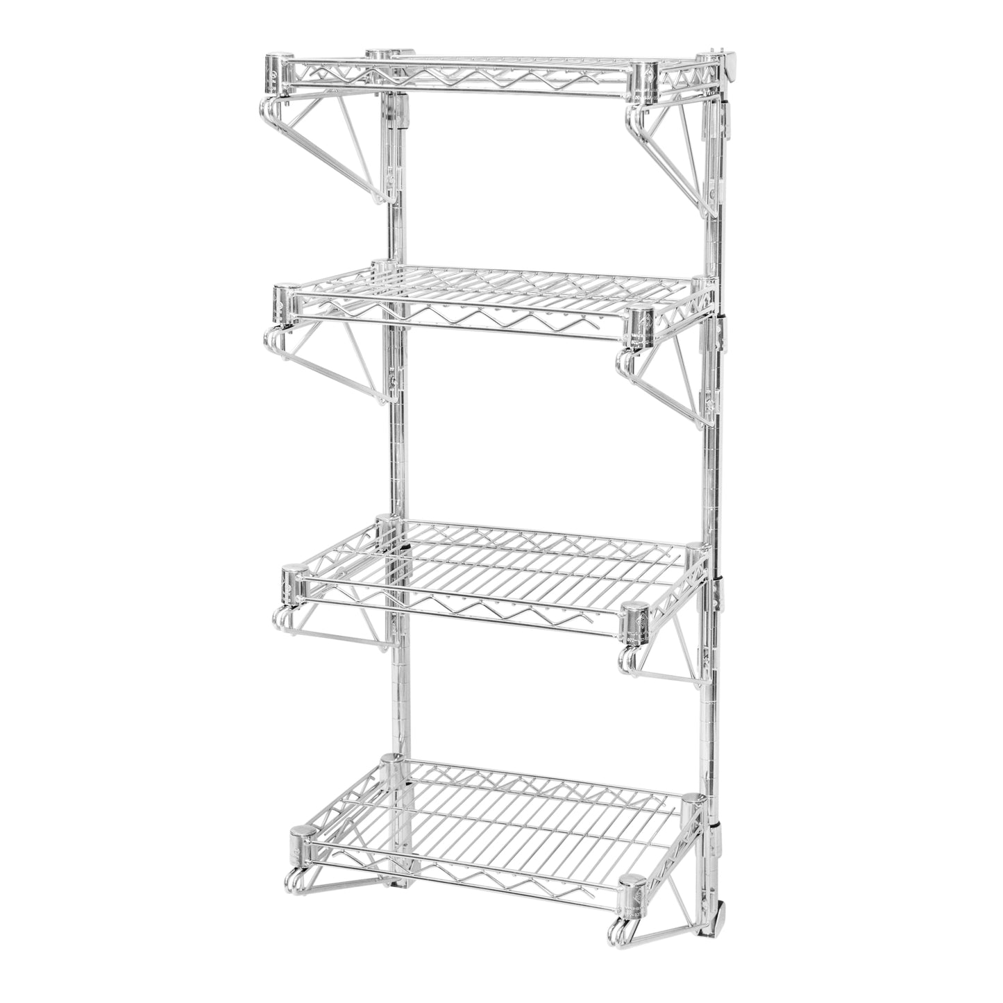 8"d Wall-Mounted Wire Shelving w/ 4 Shelves