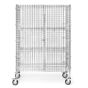 18"d Chrome Wire Security Carts with 2 Adjustable Shelves