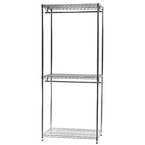 Double Hang Wire Closet Shelving w/ 3 Shelves - 24"d x 84"h