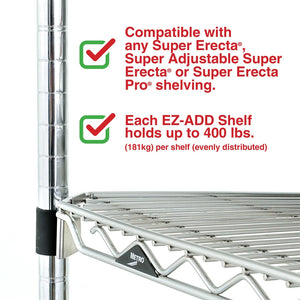 18"d Metro Super Erecta EZ-ADD Wire Shelves - Chrome