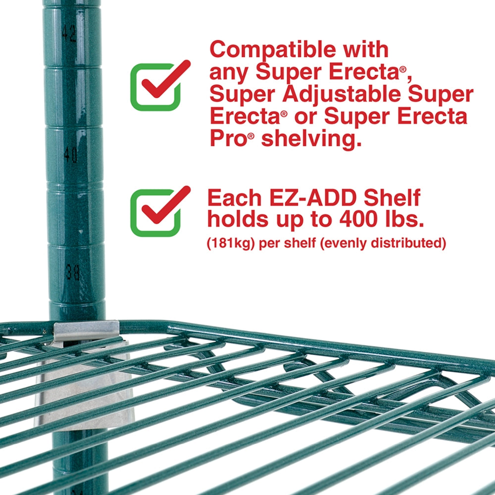 18"d Metro Super Erecta EZ-ADD Wire Shelves - Metroseal Green