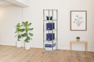 14"d x 14"w Chrome Wire Shelving w/ 5 Shelves