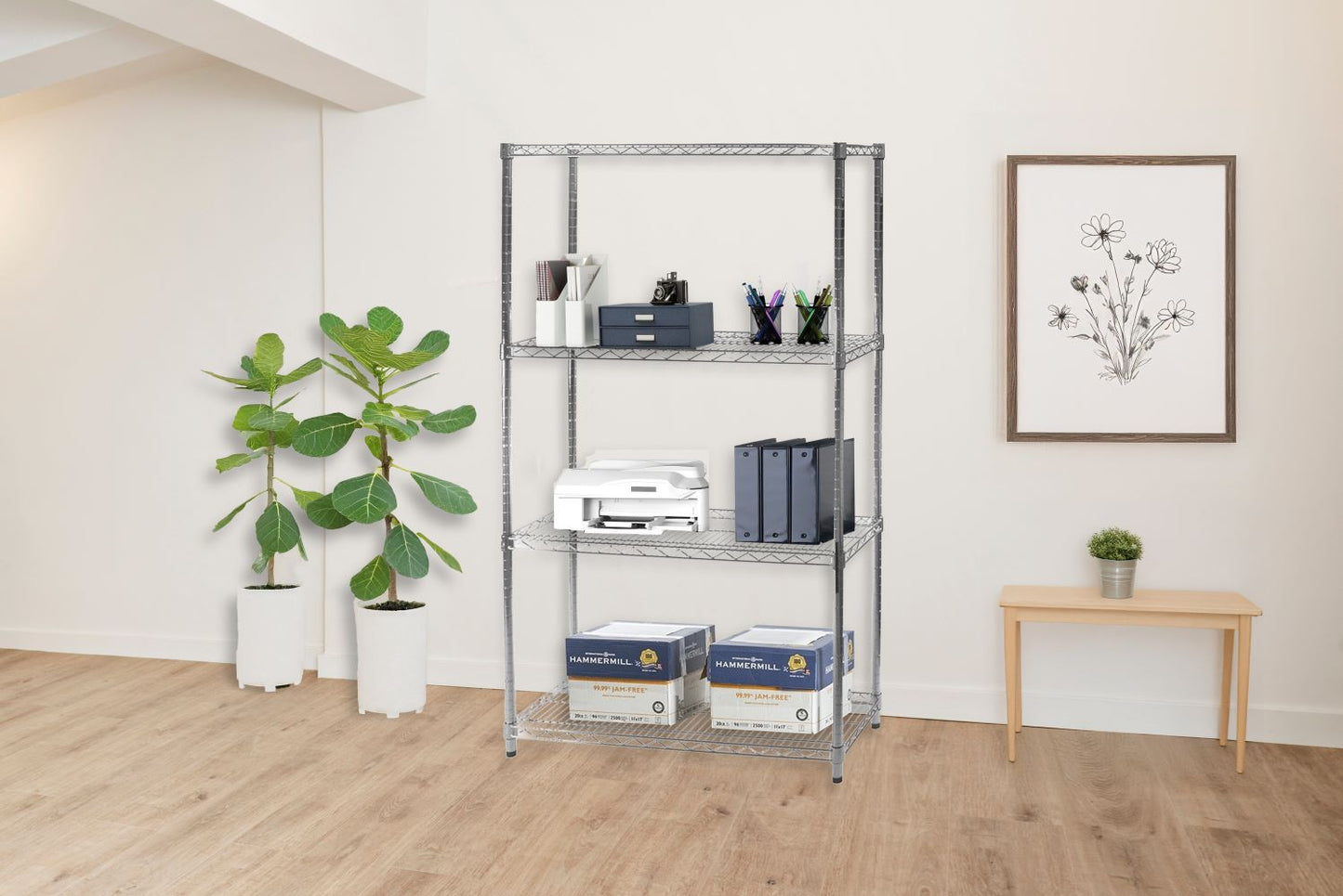 14"d x 36"w Chrome Wire Shelving w/ 4 Shelves