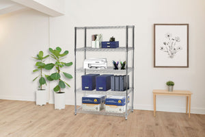 14"d x 36"w Chrome Wire Shelving w/ 5 Shelves