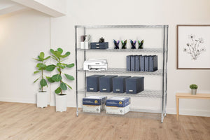 14"d x 60"w Chrome Wire Shelving w/ 5 Shelves