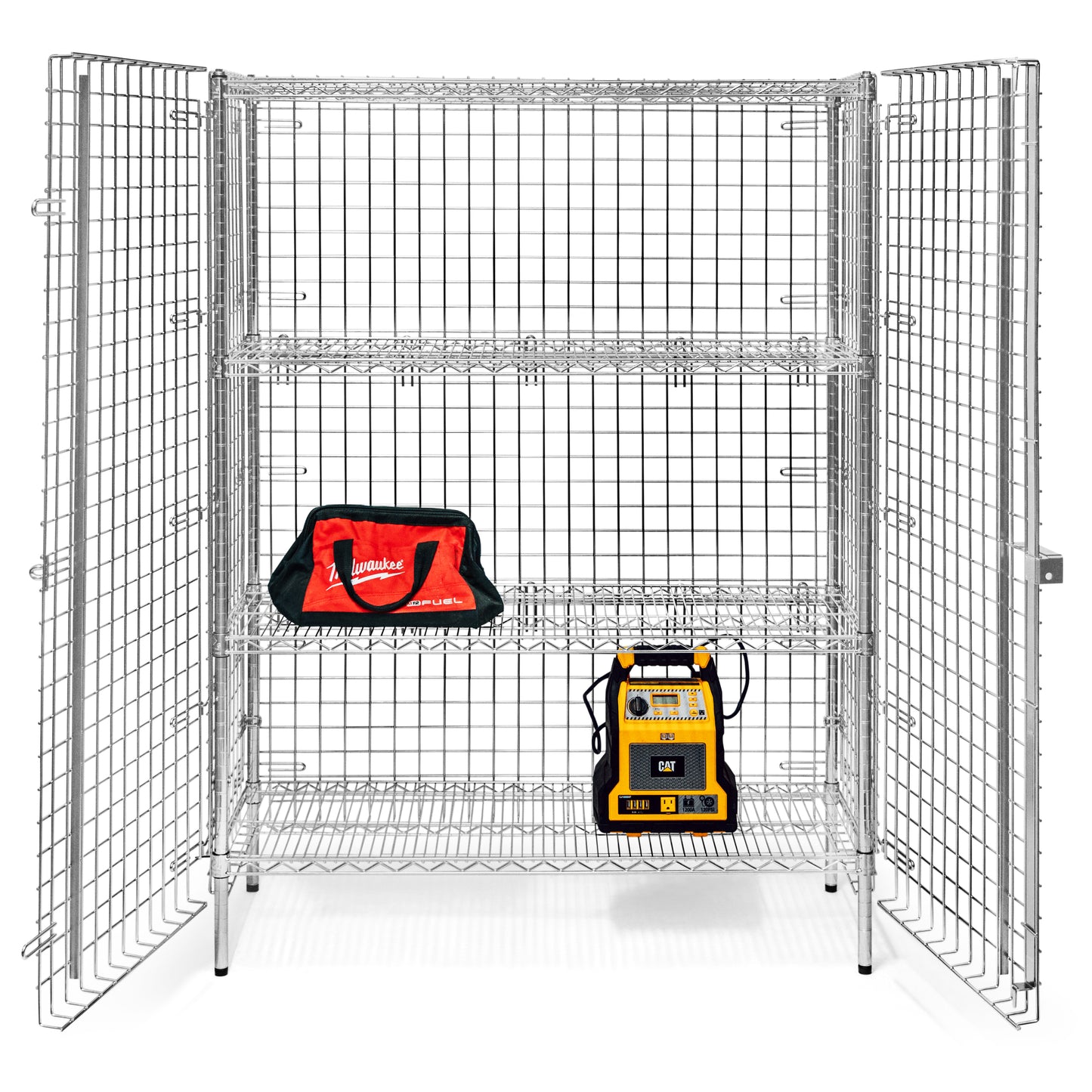 18"d Chrome Wire Security Cages with 2 Adjustable Shelves