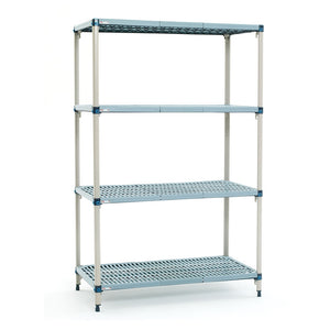 18"d x 63"h MetroMax Q Antimicrobial 4-Shelf Starter Units w/ Grid Mats