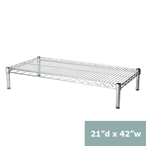 21"d x 6"h Chrome Wire Shelving w/ 1 Shelf