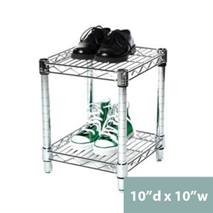 10"d x 14"h Chrome Wire Shelving w/ 2 Shelves