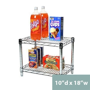 10"d x 14"h Chrome Wire Shelving w/ 2 Shelves