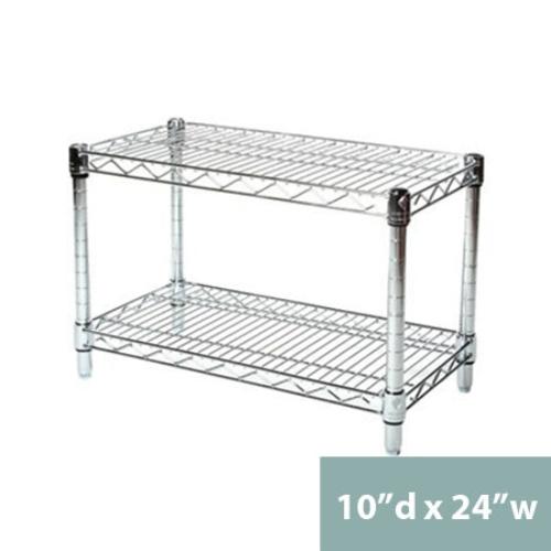 10"d x 14"h Chrome Wire Shelving w/ 2 Shelves