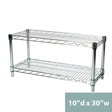 10"d x 14"h Chrome Wire Shelving w/ 2 Shelves