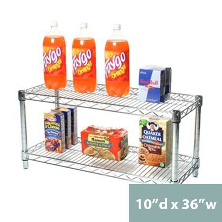 10"d x 14"h Chrome Wire Shelving w/ 2 Shelves