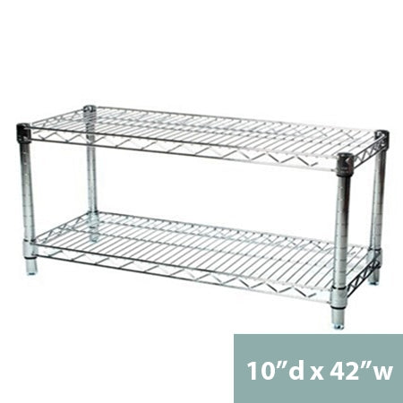 10"d x 14"h Chrome Wire Shelving w/ 2 Shelves