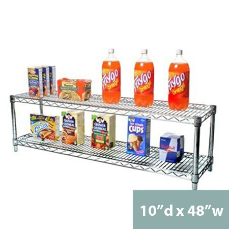 10"d x 14"h Chrome Wire Shelving w/ 2 Shelves