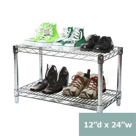 12"d x 14"h Chrome Wire Shelving w/ 2 Shelves