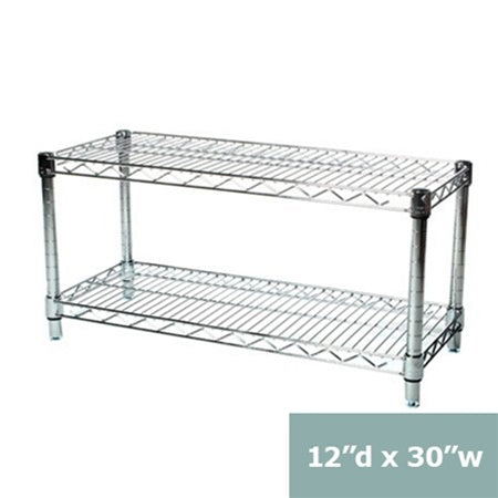 12"d x 14"h Chrome Wire Shelving w/ 2 Shelves