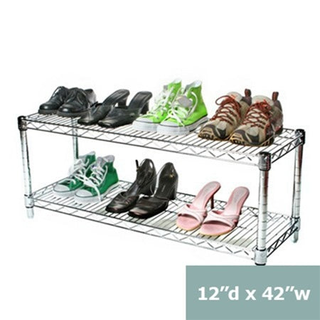 12"d x 14"h Chrome Wire Shelving w/ 2 Shelves