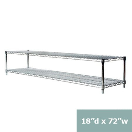 18"d x 14"h Chrome Wire Shelving w/ 2 Shelves