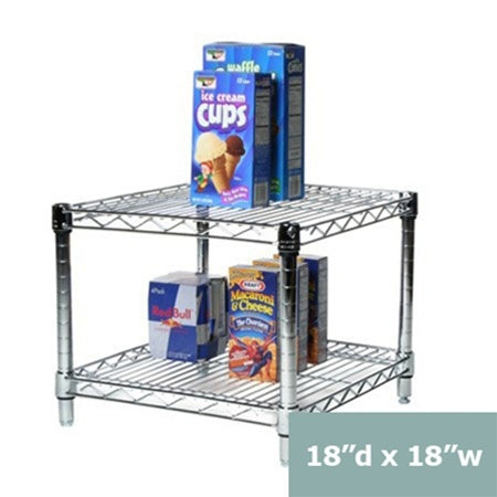 18"d x 14"h Chrome Wire Shelving w/ 2 Shelves