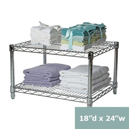 18"d x 14"h Chrome Wire Shelving w/ 2 Shelves