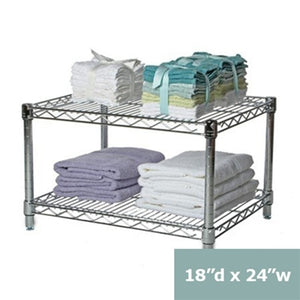 18"d x 14"h Chrome Wire Shelving w/ 2 Shelves