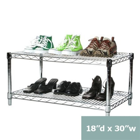 18"d x 14"h Chrome Wire Shelving w/ 2 Shelves