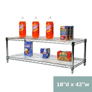 18"d x 14"h Chrome Wire Shelving w/ 2 Shelves