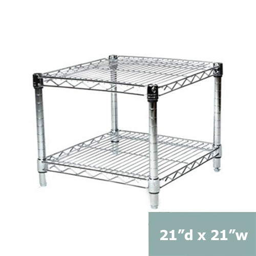 21"d x 14"h Chrome Wire Shelving w/ 2 Shelves