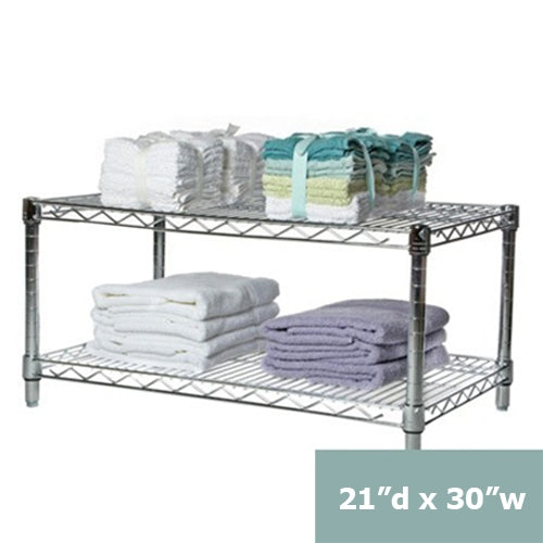 21"d x 14"h Chrome Wire Shelving w/ 2 Shelves