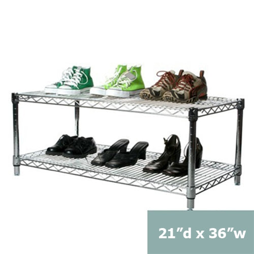 21"d x 14"h Chrome Wire Shelving w/ 2 Shelves