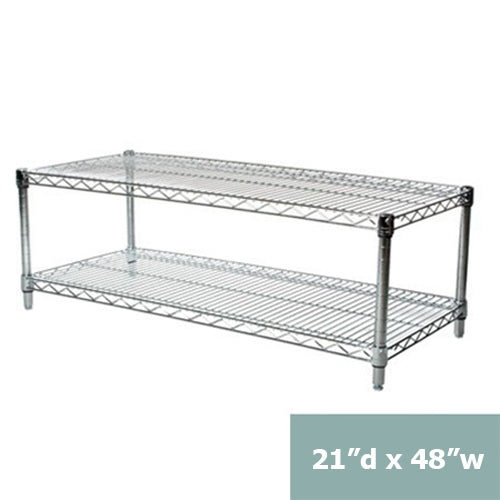 21"d x 14"h Chrome Wire Shelving w/ 2 Shelves