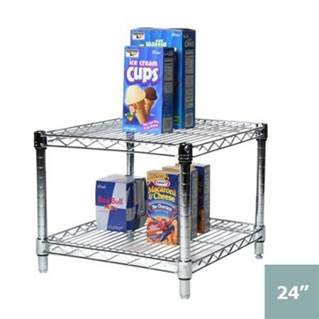 24"d x 14"h Chrome Wire Shelving w/ 2 Shelves