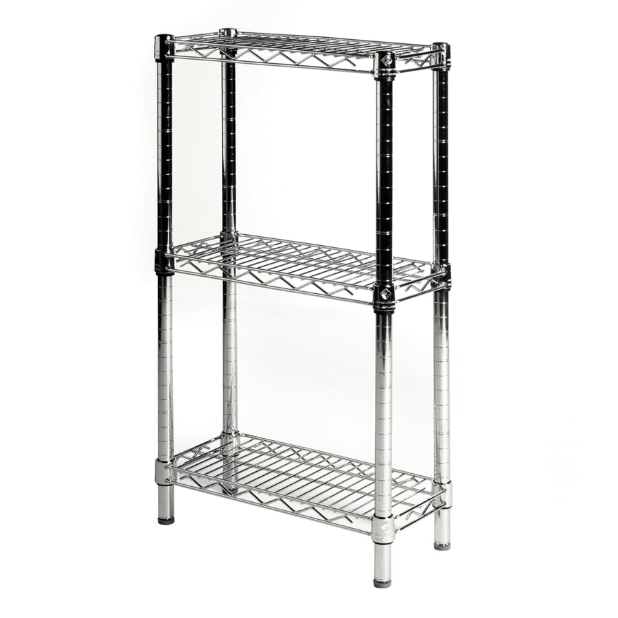 8"d x 34"h Chrome Wire Shelving w/ 3 Shelves