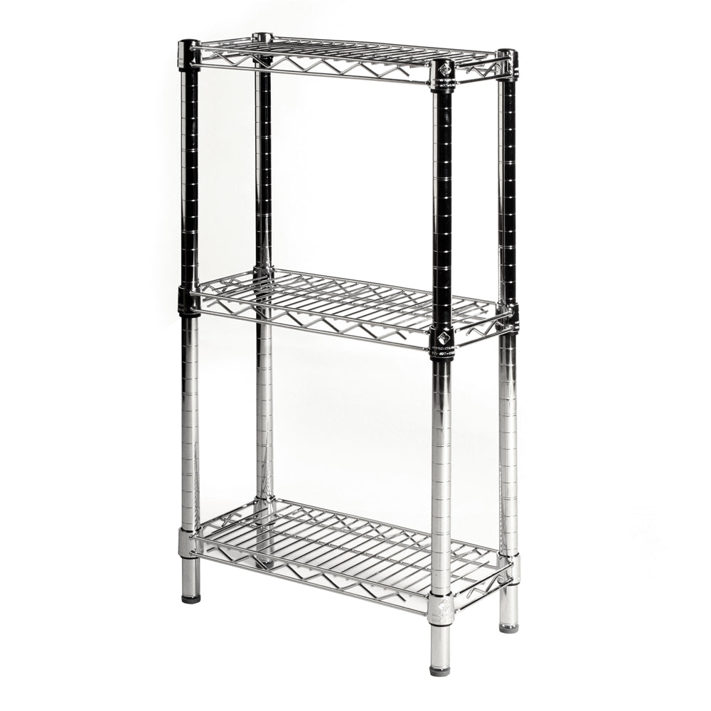 8"d x 34"h Chrome Wire Shelving w/ 3 Shelves